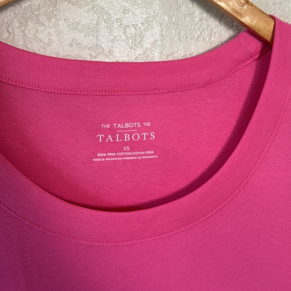 Talbots Women's XS Pink Tee Scoop Neck Side Slit Spring Comfy Basics NWT - Picture 2 of 6